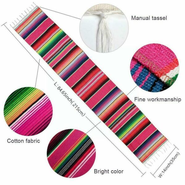 1 Pc 35*215 cm coton Table drapeau Style mexicain nappe mariage décoration fête fournitures anniversaire table décoration – Image 3